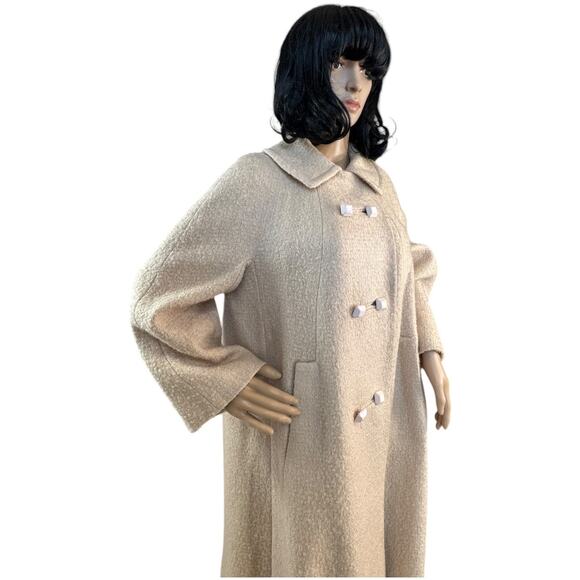 Vintage 1950's Craigleigh Ivory Blouce Double Breasted Swing Coat size large - Picture 6 of 17